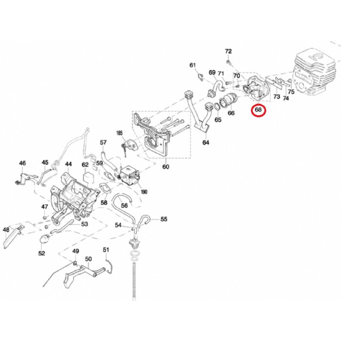 Inlaatspruitstuk voor DOLMAR, MAKITA PC6114, PC6112, EK6100 op Bandenzagen - Motorslijpers - Doorslijpers PC 6114, PC 6112, EK 6100