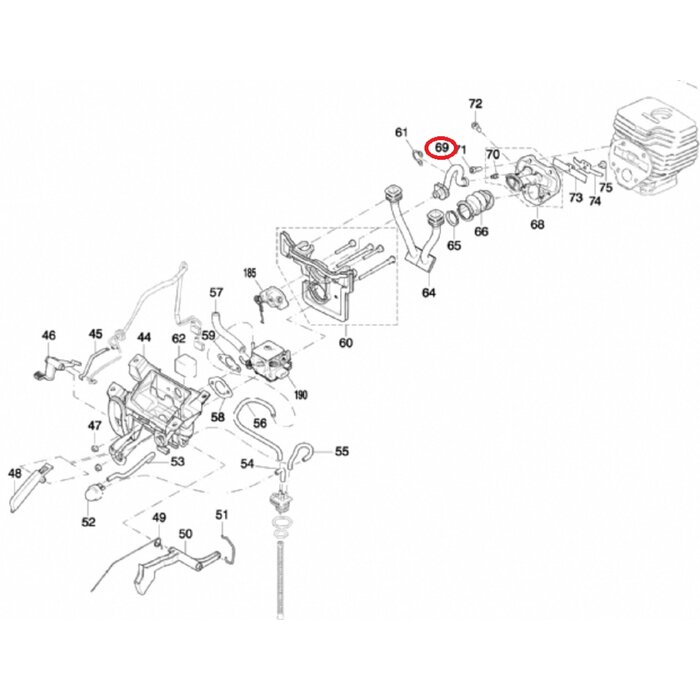Impulsslang voor DOLMAR, MAKITA PC6114, PC6112, EK6100 op Bandenzagen - Motorslijpers - Doorslijpers PC 6114, PC 6112, EK 6100 Vacuümslang