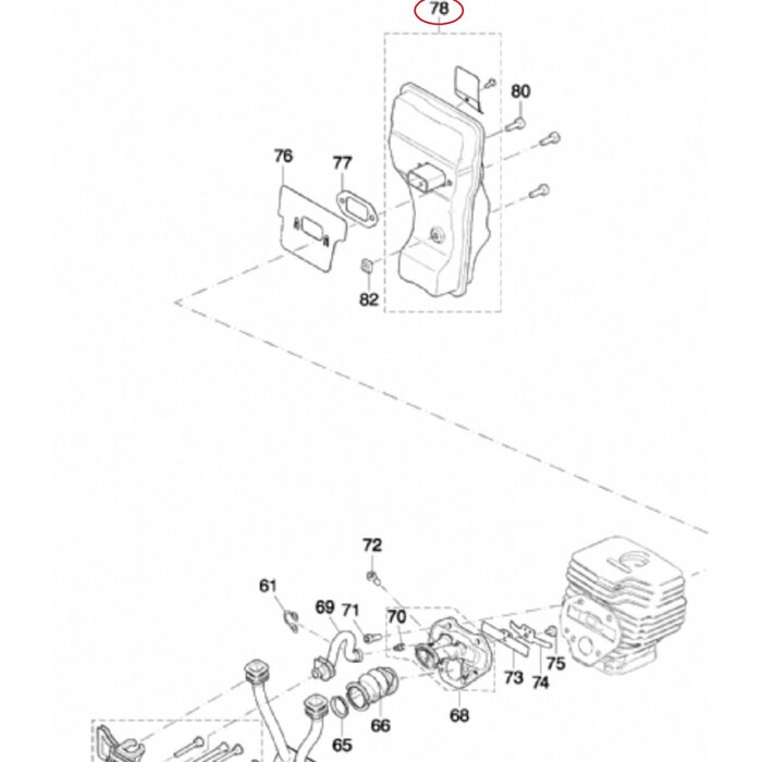 Uitlaat voor DOLMAR, MAKITA PC6114, PC6112, EK6100 op Bandenzagen - Motorslijpers - Doorslijpers PC 6114, PC 6112, EK 6100