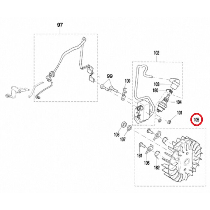 Vliegwiel voor DOLMAR, MAKITA PC6114, PC6112, EK6100 op Bandenzagen - Motorslijpers - Doorslijpers PC 6114, PC 6112, EK 6100
