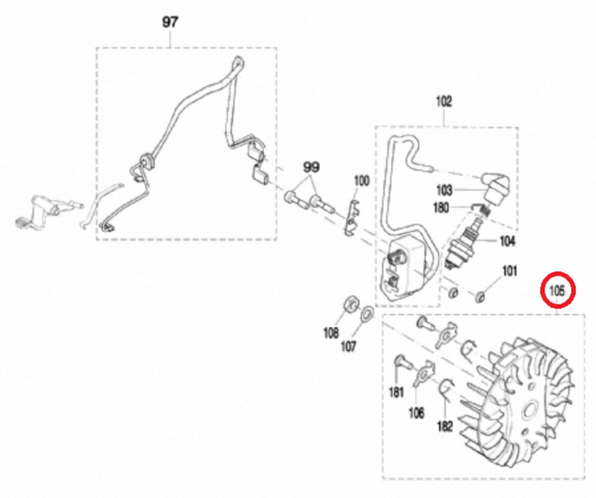 Vliegwiel voor DOLMAR, MAKITA PC6114, PC6112, EK6100 op Bandenzagen - Motorslijpers - Doorslijpers PC 6114, PC 6112, EK 6100