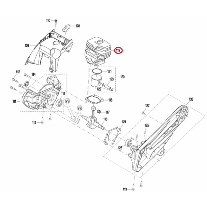 Cilinder voor  voor DOLMAR, MAKITA PC6114, PC6112, EK6100 op Bandenzagen - Motorslijpers - Doorslijpers PC 6114, PC 6112, EK 6100