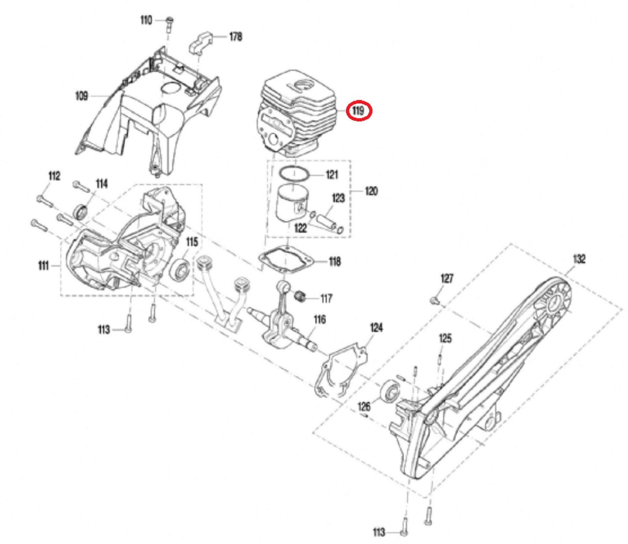Cilinder voor  voor DOLMAR, MAKITA PC6114, PC6112, EK6100 op Bandenzagen - Motorslijpers - Doorslijpers PC 6114, PC 6112, EK 6100