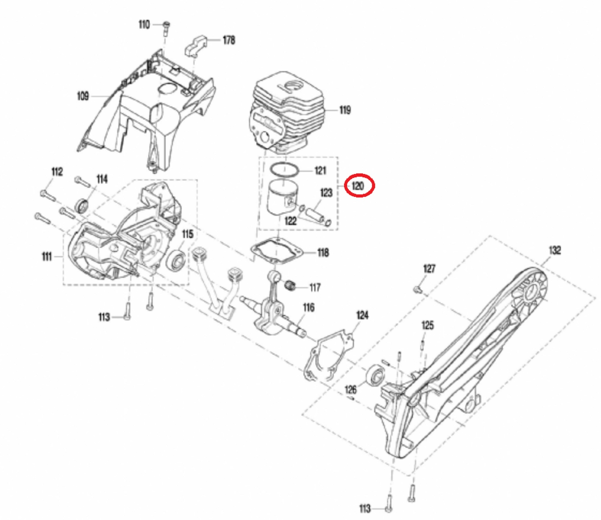 Zuiger Compleet Ø 47 mm voor PC6114, PC6112, EK6100 DOLMAR, MAKITA op Bandenzagen - Motorslijpers - Doorslijpers PC 6114, PC 6112, EK 6100 Piston, Zuiger