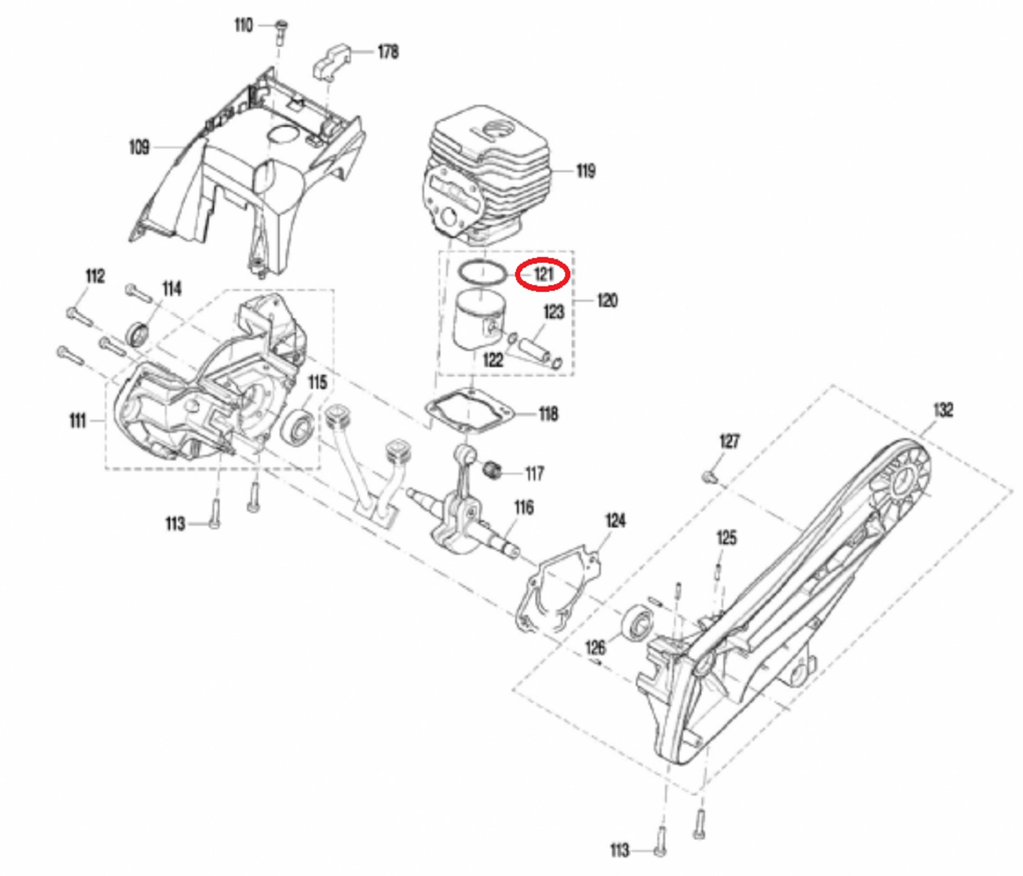 Zuigerveer Ø 47 mm voor DOLMAR, MAKITA PC6114, PC6112, EK6100 op Bandenzagen - Motorslijpers - Doorslijpers PC 6114, PC 6112, EK 6100