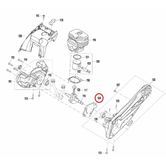 Carterpakking voor DOLMAR, MAKITA PC6114, PC6112, EK6100 op Bandenzagen - Motorslijpers - Doorslijpers PC 6114, PC 6112, EK 6100 Dichting