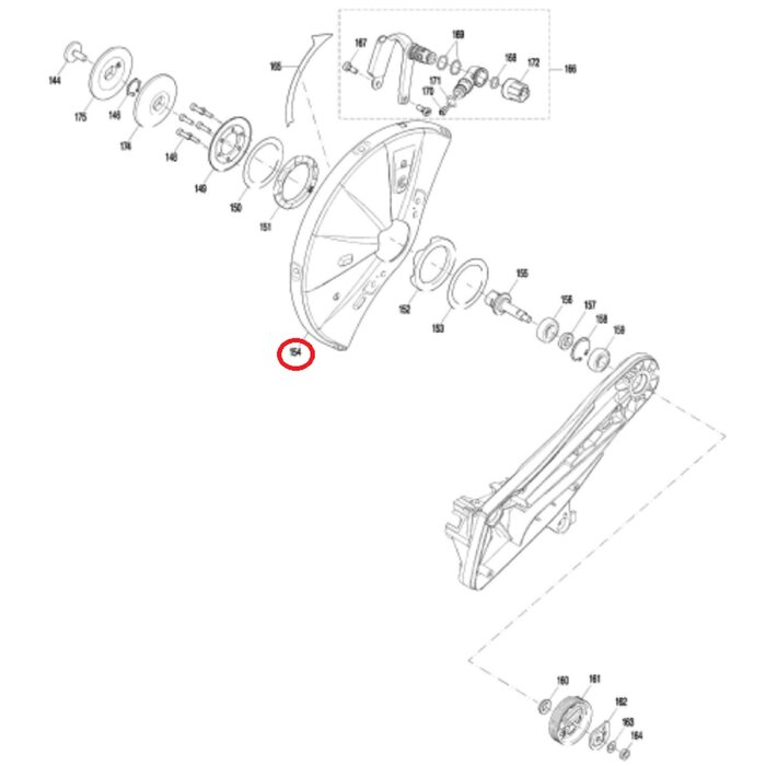 Beschermkap voor DOLMAR, MAKITA PC6114, PC6112, EK6100 op Bandenzagen - Motorslijpers - Doorslijpers PC 6114, PC 6112, EK 6100
