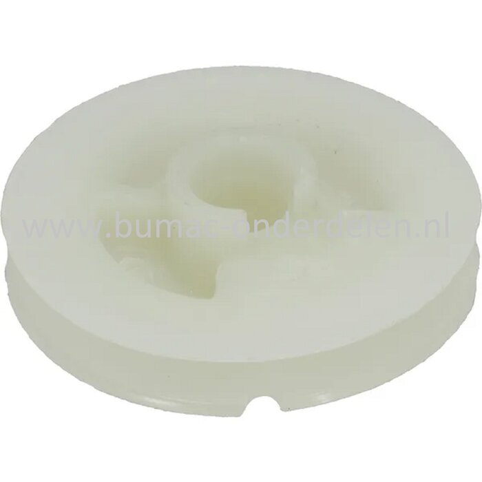 Starterpoulie voor Stiga, Castelgarden, Mountfield, Alpina Kettingzagen, Motorzagen AC38, AC42, AC52, ACS538, ACS542, CS540, CS545, CS750, MC4216, MC4616, MC5218, MF2500, SP386, SP426, SP466, SP536, Benzinezagen, Koordpoelie, Starter Poelie, Startpoulie,