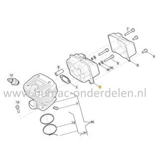 Uitlaat voor Stiga, Castelgarden, Mountfield, Alpina Kettingzagen, Motorzagen AC38, AC42, AC52, ACS538, ACS542, CS540, CS545, CS750, MC4216, MC4616, MC5218, MF2500, SP386, SP426, Demper, AC 38, AC 42, AC 52, ACS 538, ACS 542, CS 540, CS 545, CS 750, MC 42