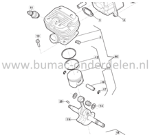 Cilinderset met Zuiger voor  Stiga, Castelgarden, Mountfield, Alpina Kettingzagen, Motorzagen AC38, ACS538, CS540, MF2500, SP386 Kettingzaag - Motorzaag, Stihl Complete Cylinder Set met Zuiger - Zuigerveren en Pistonpen, AC 38, ACS 538, CS 540, MF 2500, S