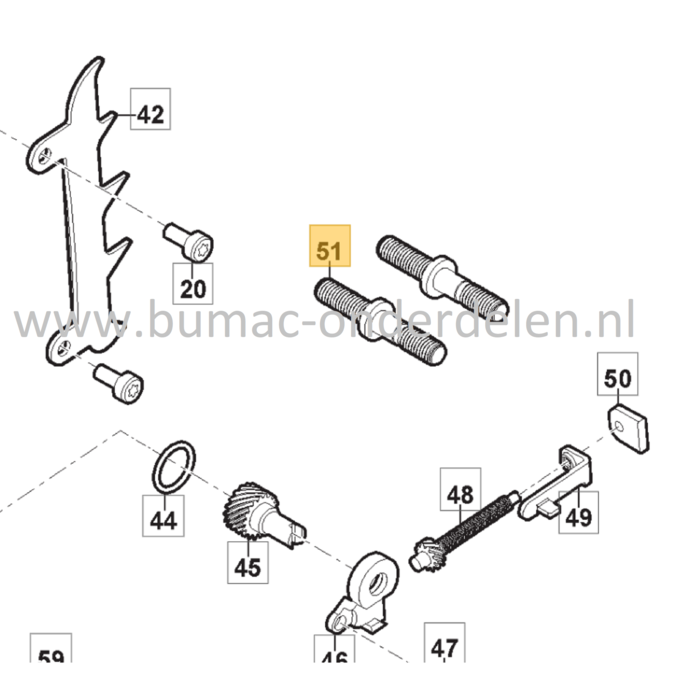 Kraagbout voor Stiga, Castelgarden, Mountfield, Alpina Kettingzagen, Motorzagen AC38, AC42, ACS538, ACS542, CS540, CS545, MC4216, MF2500, SP386, SP426, Draadeind, AC 38, AC 42, ACS 538, ACS 542, CS 540, CS 545, MC 4216, MF 2500, SP 386, SP 426, onderdeel