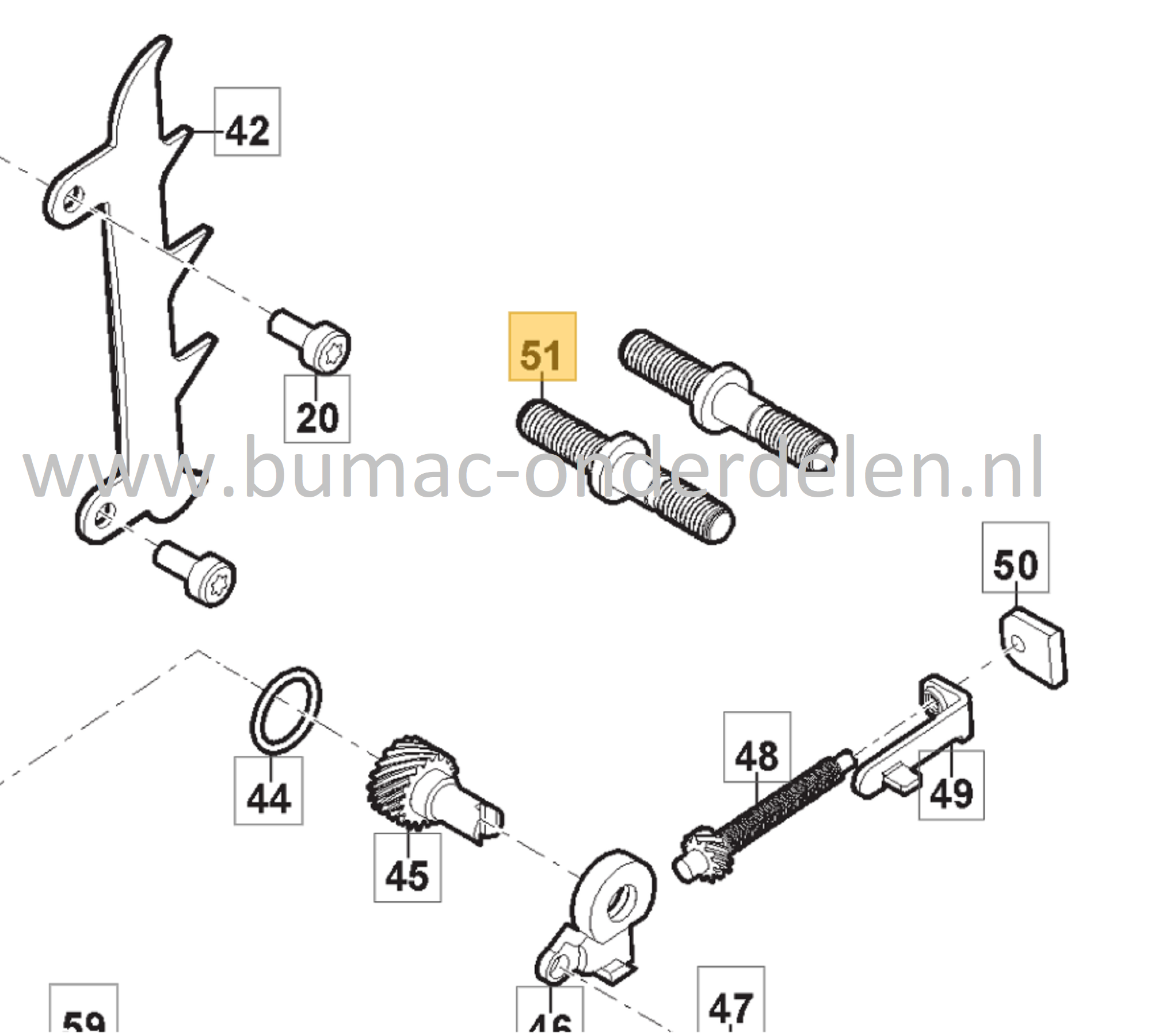 Kraagbout voor Stiga, Castelgarden, Mountfield, Alpina Kettingzagen, Motorzagen AC38, AC42, ACS538, ACS542, CS540, CS545, MC4216, MF2500, SP386, SP426, Draadeind, AC 38, AC 42, ACS 538, ACS 542, CS 540, CS 545, MC 4216, MF 2500, SP 386, SP 426, onderdeel