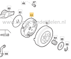 Koppelingstrommel voor Stiga, Castelgarden, Mountfield, Alpina Kettingzagen, Motorzagen AC38, AC42, AC52, ACS538, ACS542, CS540, CS545, CS750, MC4216, MC4616, MC5218, MF2500, SP386, SP426, SP466, SP526, AC 38, AC 42, AC 52, ACS 538, ACS 542