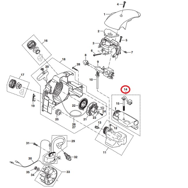 Olietank voor MAKITA, DOLMAR PS34, PS36, PS41, PS45 op Kettingzagen, Motorzagen PS-34, PS-36, PS-41, PS-45 Oliereservoir