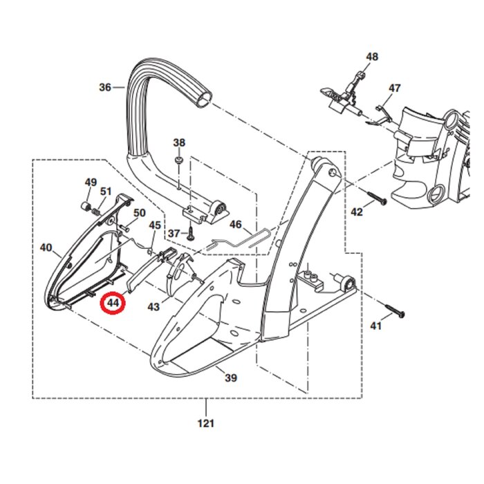 Blokkeerhendel voor MAKITA, DOLMAR PS34, PS36, PS41, PS45 op Kettingzagen, Motorzagen PS-34, PS-36, PS-41, PS-45 Vergrendelingshendel