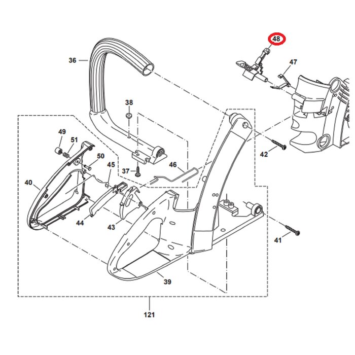Chokehendel voor DOLMAR, MAKITA PS34 op Kettingzagen, Motorzagen Schakel-as PS-34