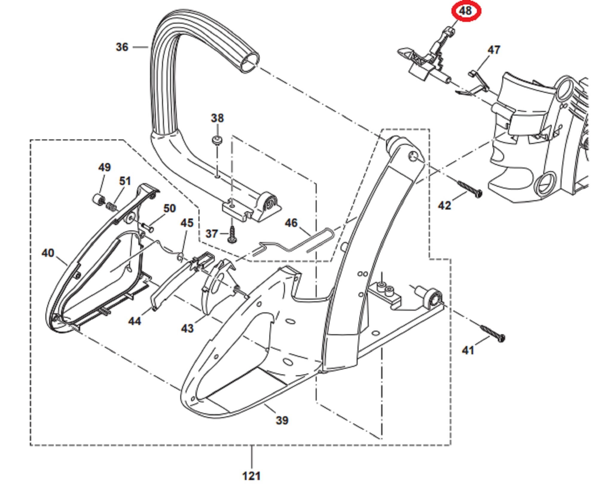 Chokehendel voor DOLMAR, MAKITA PS34 op Kettingzagen, Motorzagen Schakel-as PS-34