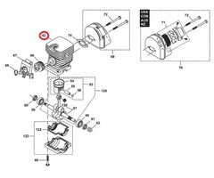 Cilinder Ø 43 mm voor DOLMAR, MAKITA PS34 op Kettingzagen, Motorzagen Cylinder PS-34
