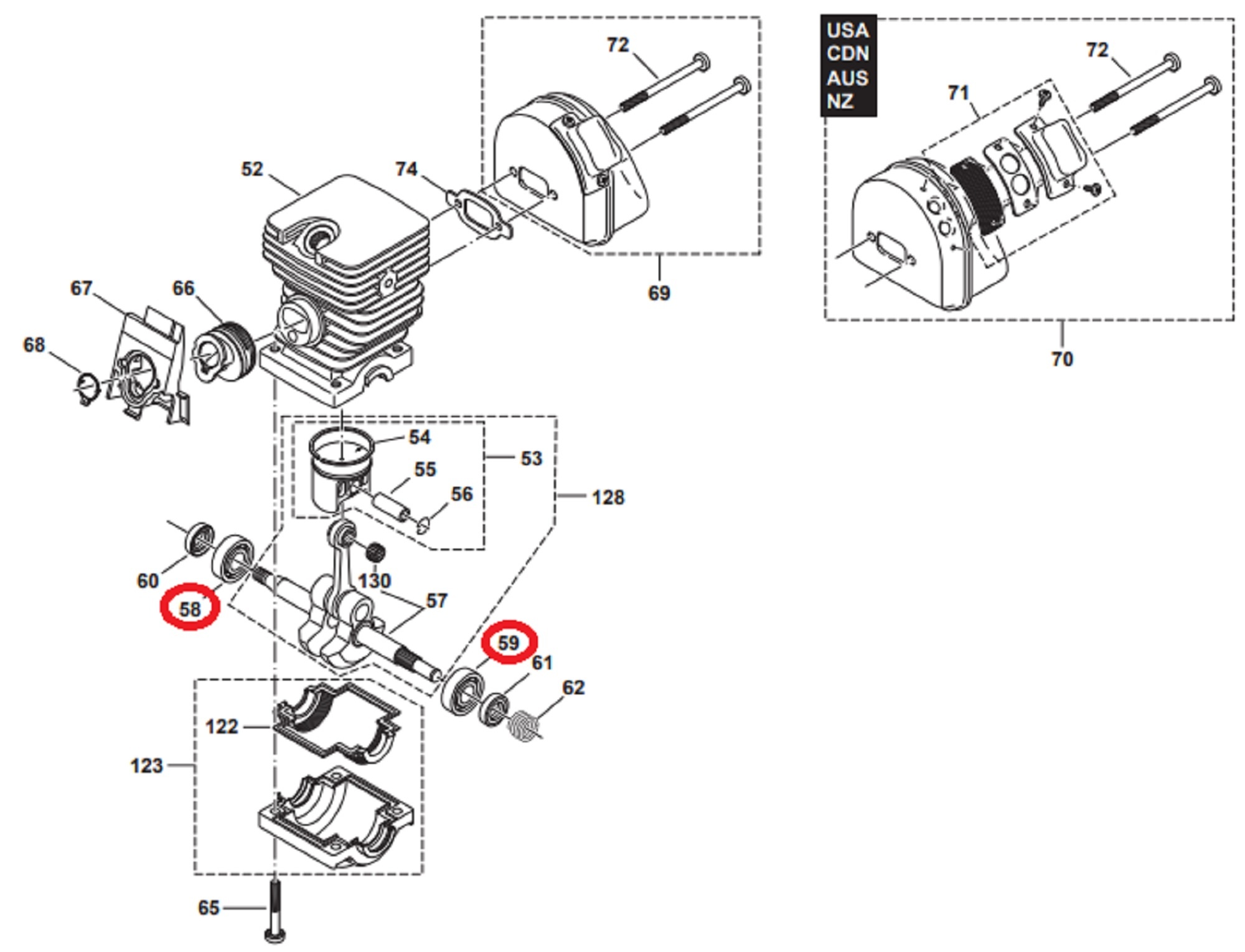 Krukaslager 12x32x10 mm voor DOLMAR, MAKITA PS34, PS36, PS41, PS45 op Kettingzagen, Motorzagen Kogellager, Lager PS-34, PS-36, PS-41, PS-45