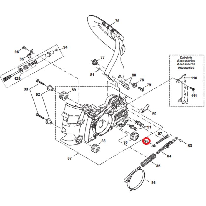 Nok voor Kettingspanner voor DOLMAR, MAKITA PS34, PS36, PS41, PS45 op Kettingzagen, Motorzagen PS-34, PS-36, PS-41, PS-45 onderdeel