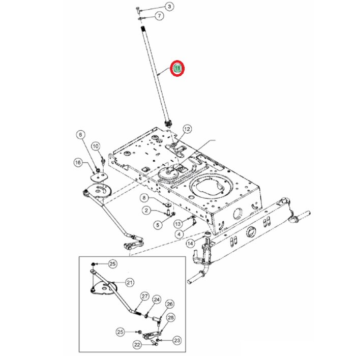 Stuuras 15,9 mm voor MTD, WOLF, YARDMAN, CUBCADET, WHITE Optima LG, Optima LN, Smart RC 125, Smart RE125, Smart RF125, Smart RG145, Smart RN145, MTD 76, MTD 92, LT92EXT, LE180/92H, Power Edition 1750, BL125/92T, LT1NR92, LT2NR92, LT3PS107, Mastercut 92, S