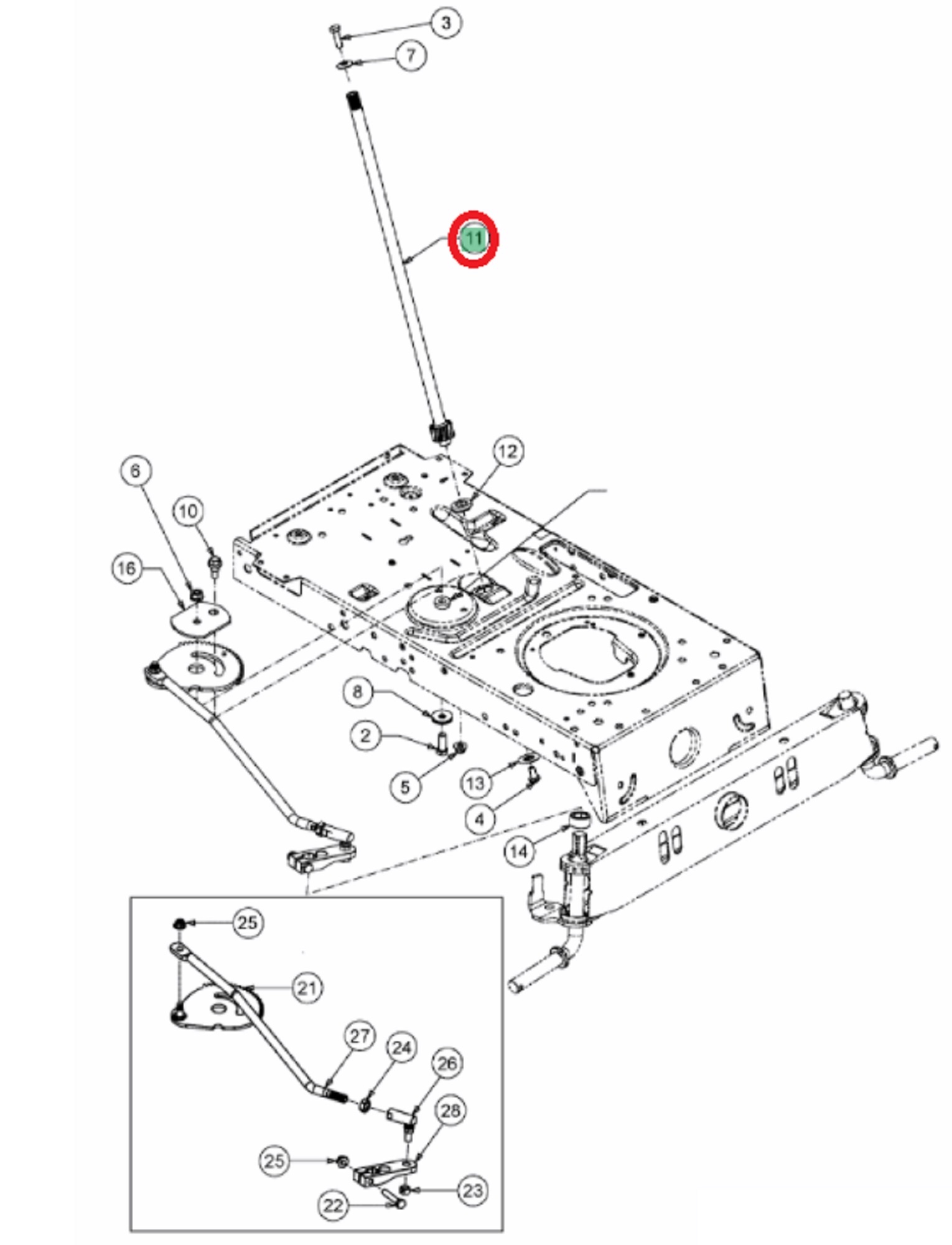 Stuuras 15,9 mm voor MTD, WOLF, YARDMAN, CUBCADET, WHITE Optima LG, Optima LN, Smart RC 125, Smart RE125, Smart RF125, Smart RG145, Smart RN145, MTD 76, MTD 92, LT92EXT, LE180/92H, Power Edition 1750, BL125/92T, LT1NR92, LT2NR92, LT3PS107, Mastercut 92, S