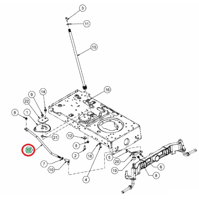 Stuurstang 18,3" voor MTD, WOLF, YARDMAN, CUBCADET, WHITE JLX105R, MF41-18RH, Ambition 105, Blue Power 105, Select 105, LN155, LN175, LN185, LN200, Gold, Optima LN155, Optima LN165, Optima LN175, Optima LN180, Optima LN200, Smart RN145, Power 1750, DL1050