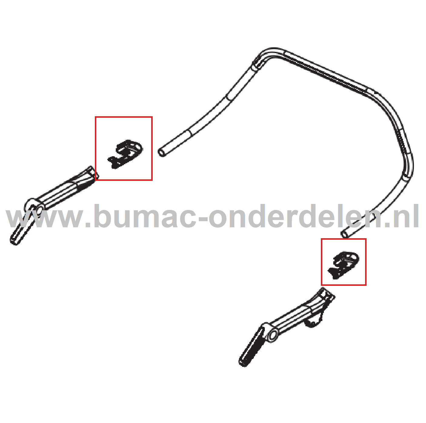 Houder voor Hendel Remaandrijving voor ALKO, SOLO Loopmaaiers, Grasmaaiers, Duwmaaiers, Gazonmaaiers Hendelhouder, Klip, Bevestiging Powerline 4600 BR BIO