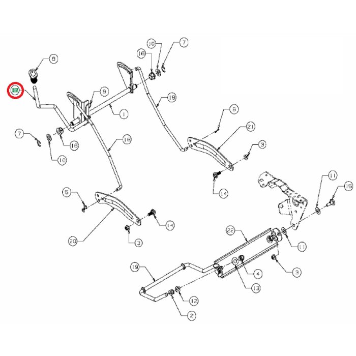Hendel voor Hoogte Instelling Maaidek MTD, WOLF, YARDMAN, CUBCADET, WHITE voor Smart RN145 JLX92R, JLX105R, LX92R, MF36-15RT, MF36-13RT, BL135, BL155, Bl175, Select, 703LT, 903LT, 703GLT, LE135, LN155, Spider, RE125, LN185, Gold, LT92, Optima, Smart, DL92