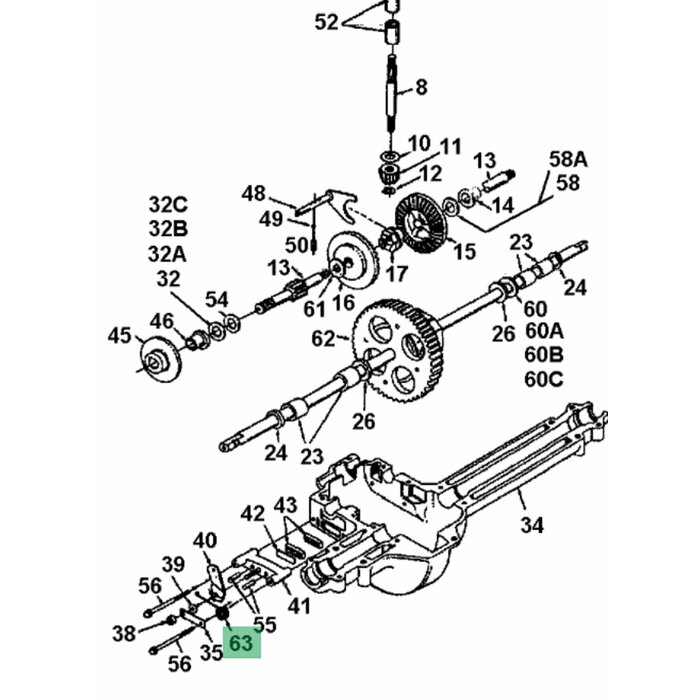 Remveer voor Aandrijfbak voor MTD, WOLF, YARDMAN, CUBCADET, WHITE T76, T81, D506NR, C450D, GLX105RA, GLX107SAL, GLX117SAL, GLX92RA, Golden Sprint, JLX76RA, SC Edition, SLX117S, SLX76R, SLX92RA, SLX96S, Sprint 1400, Sprint 1500, Sprint 1700, Sprint 2000, S