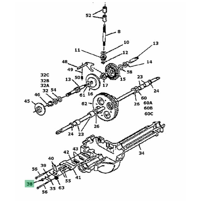 Zeskantmoer 5/16-20 voor afstellen van de Remblokken voor MTD, WOLF, YARDMAN, CUBCADET, WHITE T76, T81, D506NR, C450D, GLX105RA, GLX107SAL, GLX117SAL, GLX92RA, Golden Sprint, JLX76RA, SC Edition, SLX117S, SLX76R, SLX92RA, SLX96S, Sprint 1400, Sprint 1500,