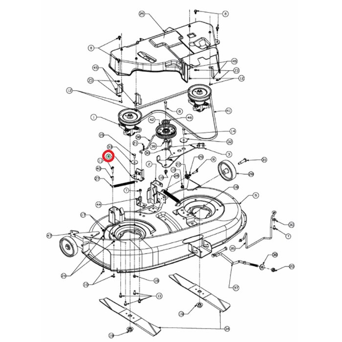 Steun met Remblok voor Uitschakelen Maaimessen voor MTD, WOLF, YARDMAN, CUBCADET, WHITE DLX96SA, DLX107, ELX107, JLX96, JLX107, LX96, GLX96SH, MF41-18RH, BL175/105AT, Ambition 105, Blue Power 105, Select 105, 903LT, 908LA, LN155, P180AMN, P200HN, Gold, Op
