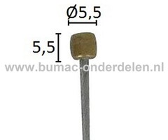 Flexibele Kabel met Cilindervormige Uiteinde voor Koppelingskabel, Remkabel, Bedieningskabel voor Veegmachine, Tuinfrees, Grasmaaier, Zitmaaier, Frontmaaier, Trekker, Kooimaaier, Verticuteermachine Kabel Lengte 1000 mm - Ø 1,9 mm, Ton Ø 5,5x5,5