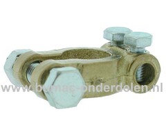 Accuklem + Pool te schroeven voor Conische Polen De accuklemmen zorgen dat de Accu en de Stroomkabels met elkaar in contact staan Trekker, Zitmaaier, Tuintrekker, Frontmaaier, Grasmaaiers, Accuklem, Batterijklem, Accupoolklem