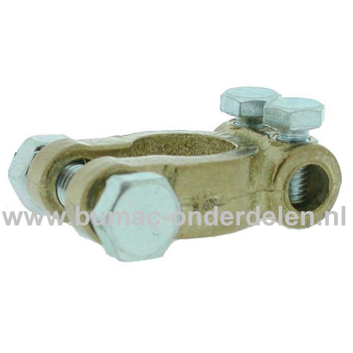 Accuklem + Pool te schroeven voor Conische Polen De accuklemmen zorgen dat de Accu en de Stroomkabels met elkaar in contact staan Trekker, Zitmaaier, Tuintrekker, Frontmaaier, Grasmaaiers, Accuklem, Batterijklem, Accupoolklem