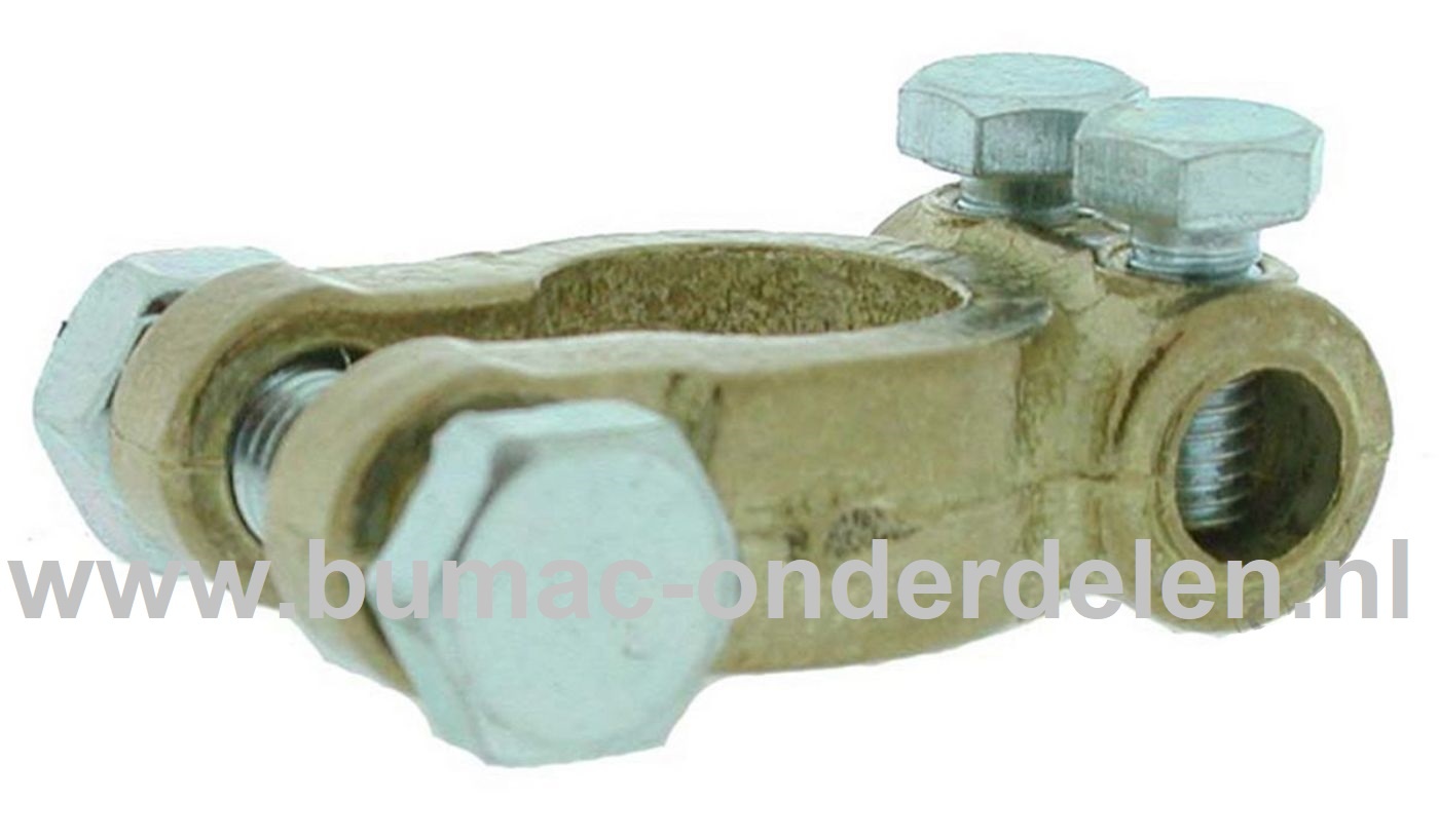 Accuklem + Pool te schroeven voor Conische Polen De accuklemmen zorgen dat de Accu en de Stroomkabels met elkaar in contact staan Trekker, Zitmaaier, Tuintrekker, Frontmaaier, Grasmaaiers, Accuklem, Batterijklem, Accupoolklem