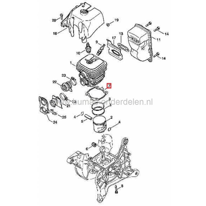 Cilinderpakking voor Stihl TS410 en TS420, Motorslijper - Doorslijpmachine - Bandenzaag - Doorslijper, TS 410, TS 420, onderdeel, cilinder dichting