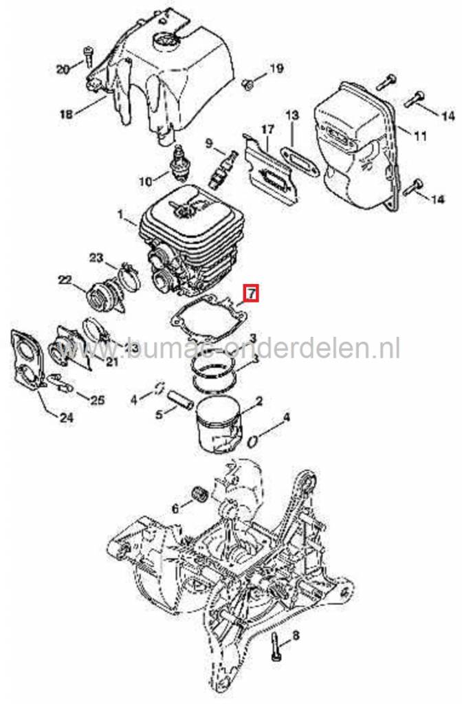 Cilinderpakking voor Stihl TS410 en TS420, Motorslijper - Doorslijpmachine - Bandenzaag - Doorslijper, TS 410, TS 420, onderdeel, cilinder dichting