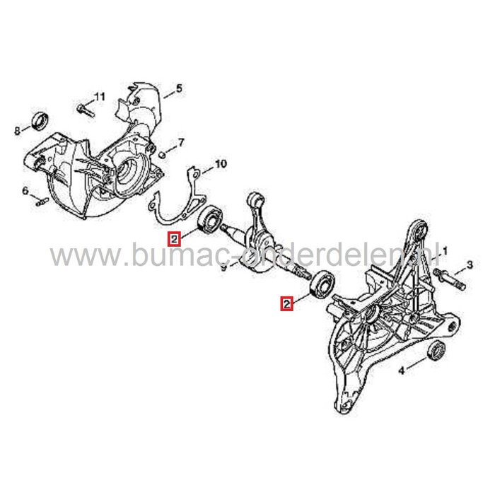 Krukaslager STIHL TS410 en TS420, Bandenslijper - Doorslijpmachine - Motorslijper - Doorslijper, Krukas Lager TS 410, TS 420