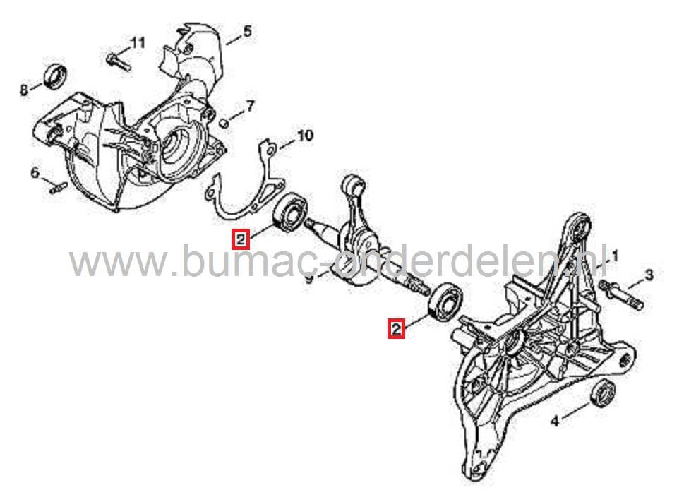 Krukaslager STIHL TS410 en TS420, Bandenslijper - Doorslijpmachine - Motorslijper - Doorslijper, Krukas Lager TS 410, TS 420
