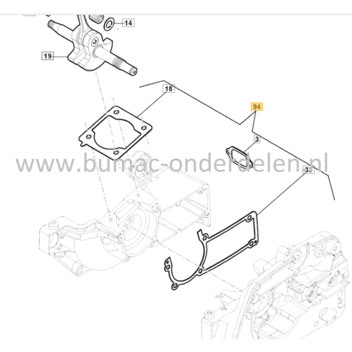 Pakkingsset voor Stiga, Castelgarden, Mountfield, Alpina Kettingzagen, Motorzagen AC38, AC42, ACS538, ACS542, CS540, CS545, MC4216, MF2500, SP386, SP426, Dichtingsset, Dichting set, Pakking set, AC 38, AC 42, ACS 538, ACS 542, CS 540, CS 545, MC 4216, MF