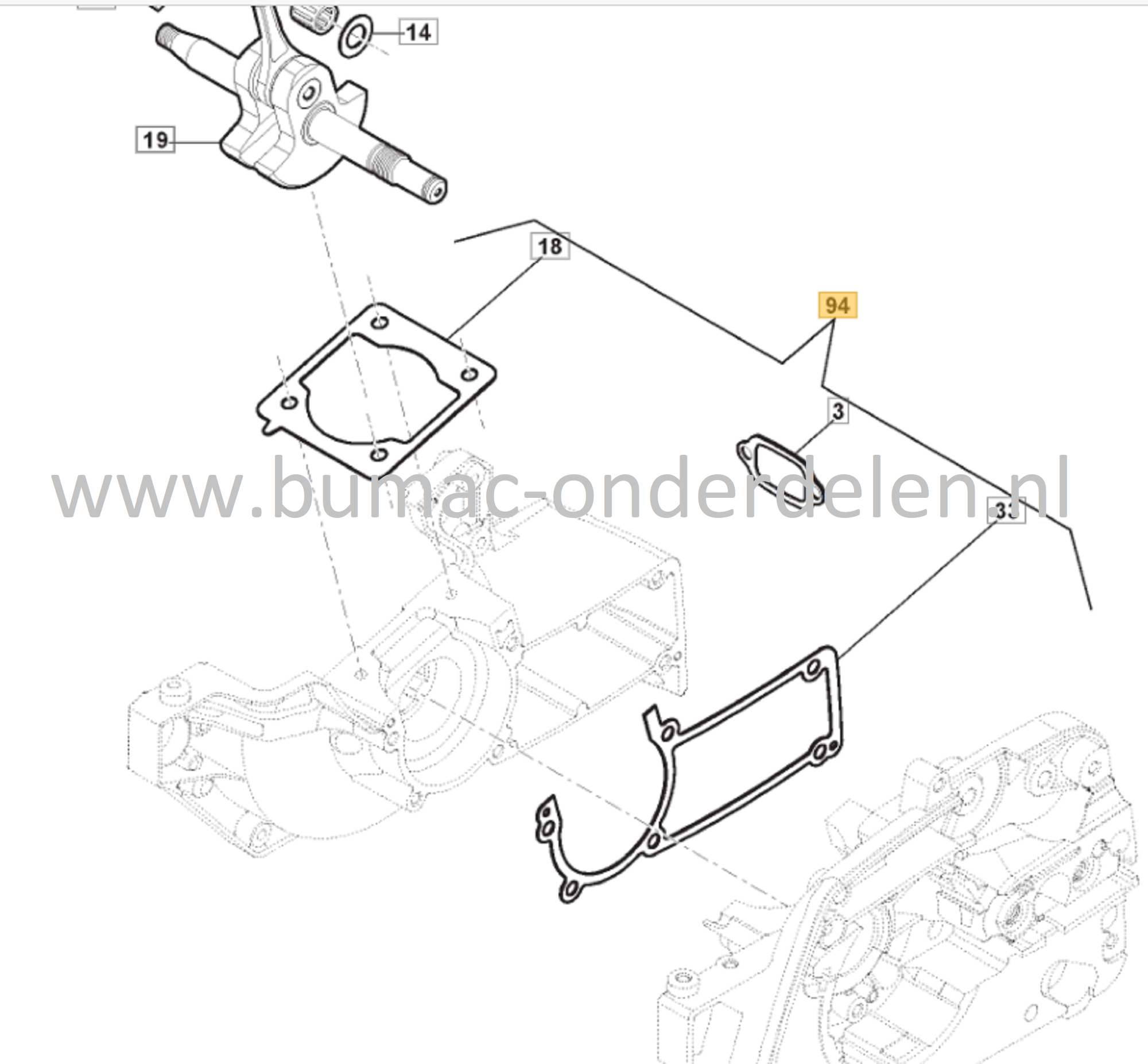 Pakkingsset voor Stiga, Castelgarden, Mountfield, Alpina Kettingzagen, Motorzagen AC38, AC42, ACS538, ACS542, CS540, CS545, MC4216, MF2500, SP386, SP426, Dichtingsset, Dichting set, Pakking set, AC 38, AC 42, ACS 538, ACS 542, CS 540, CS 545, MC 4216, MF