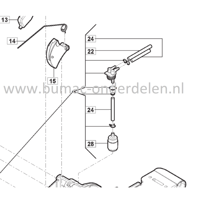 Benzinetanknippel met Benzinefilter en Slang voor Stiga, Castelgarden, Alpina, Mountfield Kettingzagen, Motorzagen AC38, AC42, SP386, SP426, Benzineslang met nippel, Nippel compleet met slang en filter, AC 38, AC 42, SP 386, SP 426