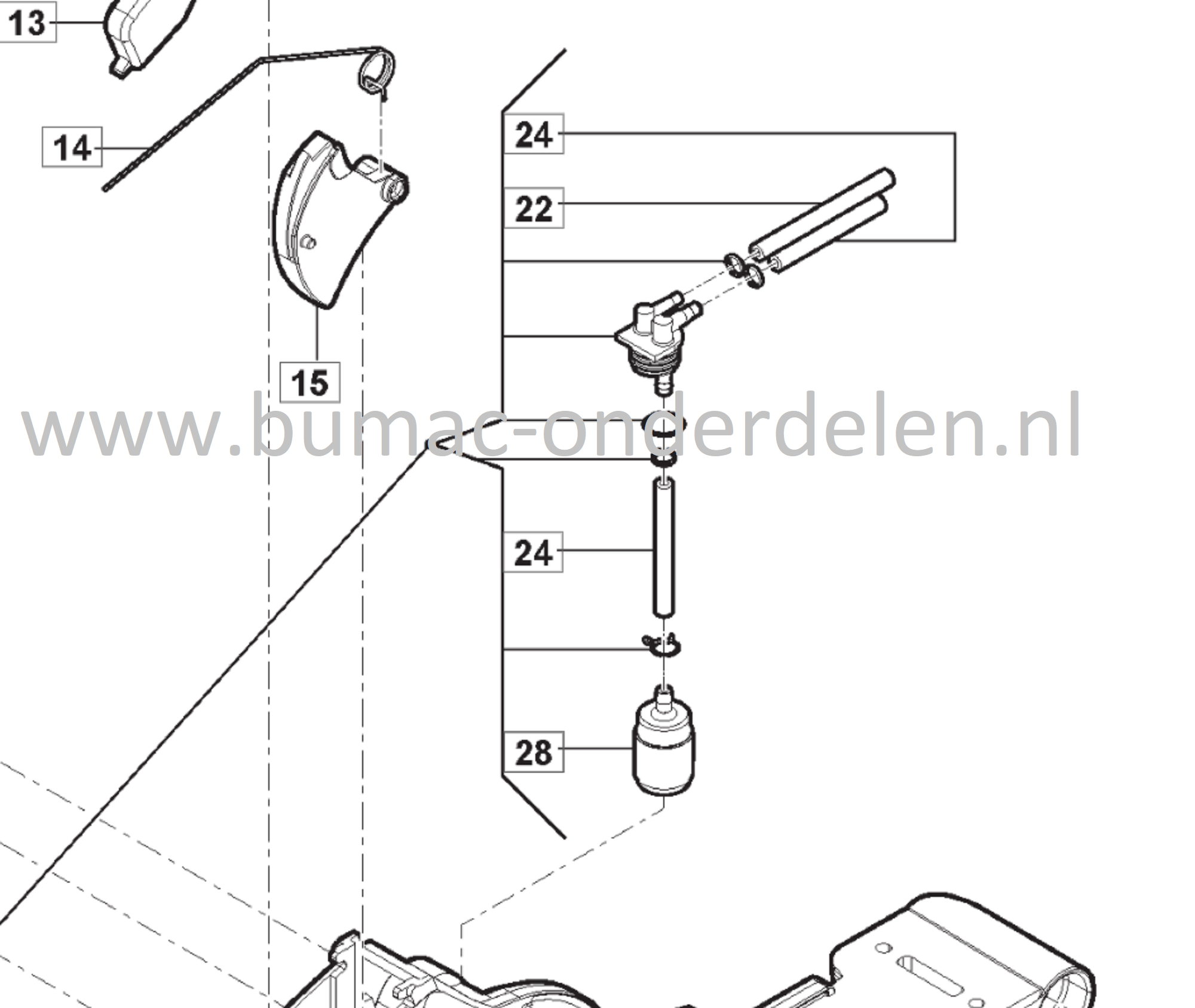 Benzinetanknippel met Benzinefilter en Slang voor Stiga, Castelgarden, Alpina, Mountfield Kettingzagen, Motorzagen AC38, AC42, SP386, SP426, Benzineslang met nippel, Nippel compleet met slang en filter, AC 38, AC 42, SP 386, SP 426