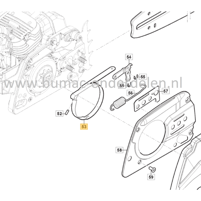 Remband voor Stiga, Castelgarden, Mountfield, Alpina Kettingzagen - Motorzagen AC38, AC42, AC52, ACS538, ACS542, CS540, CS545, CS750, MC4216, MC4616, MC5218, MF2500, SP386, SP426, SP466, SP526, Remveer, AC 38, AC 42, AC 52, ACS 538, ACS 542, CS 540, CS 54