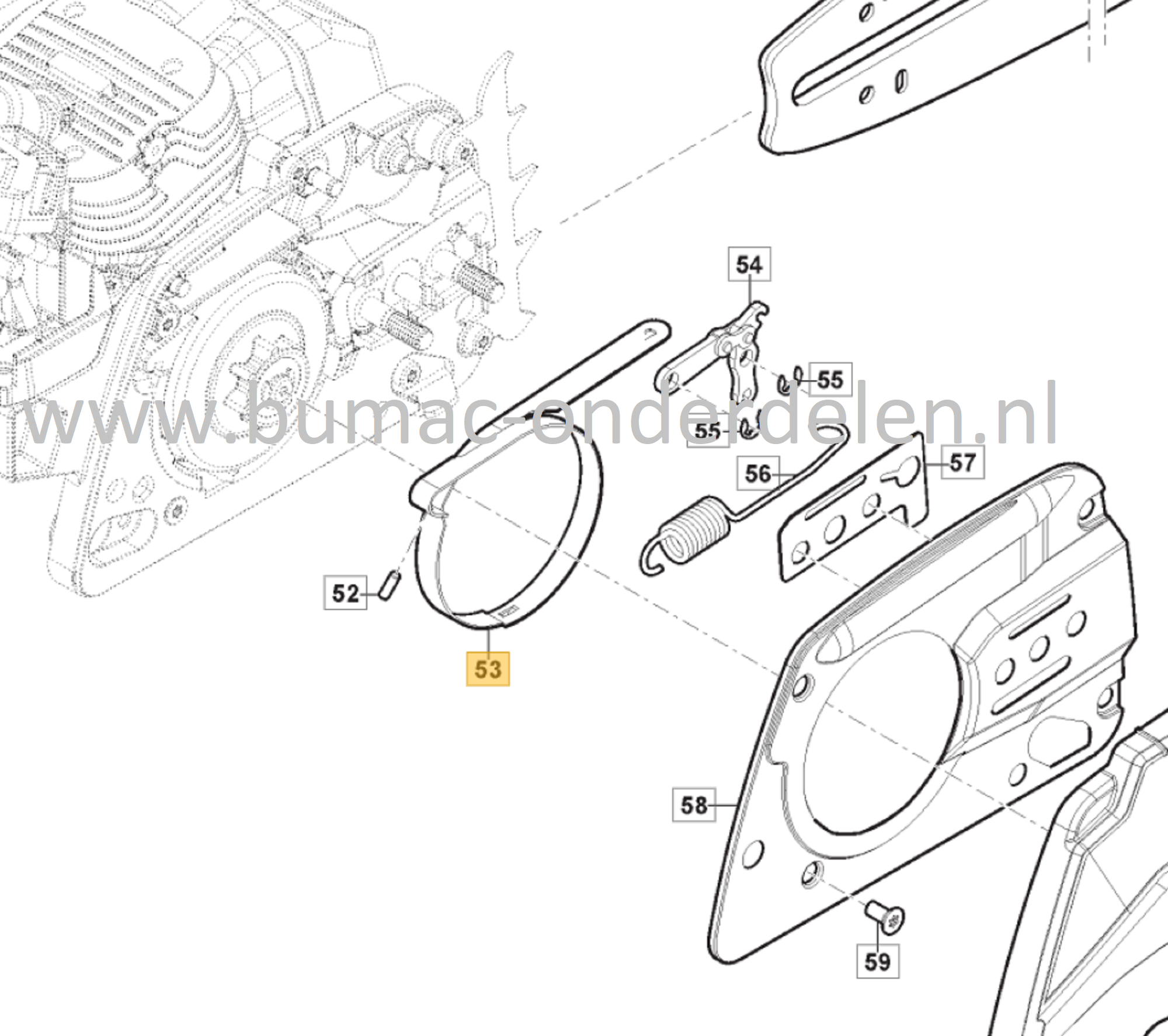 Remband voor Stiga, Castelgarden, Mountfield, Alpina Kettingzagen - Motorzagen AC38, AC42, AC52, ACS538, ACS542, CS540, CS545, CS750, MC4216, MC4616, MC5218, MF2500, SP386, SP426, SP466, SP526, Remveer, AC 38, AC 42, AC 52, ACS 538, ACS 542, CS 540, CS 54