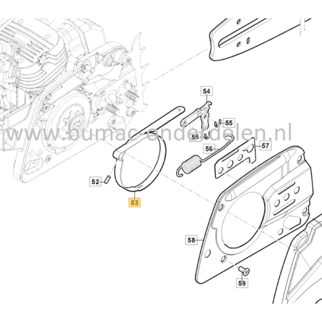 Remveer voor Stiga, Castelgarden, Mountfield, Alpina Kettingzagen - Motorzagen AC38, AC42, AC52, ACS538, ACS542, CS540, CS545, CS750, MC4216, MC4616, MC5218, MF2500, SP386, SP426, SP466, SP526, Trekveer,  AC 38, AC 42, AC 52, ACS 538, ACS 542, CS 540, CS