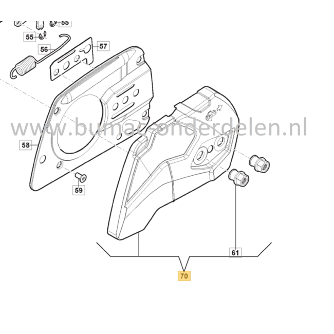 Koppelingsdeksel voor Stiga, Castelgarden Kettingzagen - Motorzagen CS540, SP386, SP426, Afdekkap voor Koppeling, Zijkap, Kap, CS 540, SP 386, SP 426