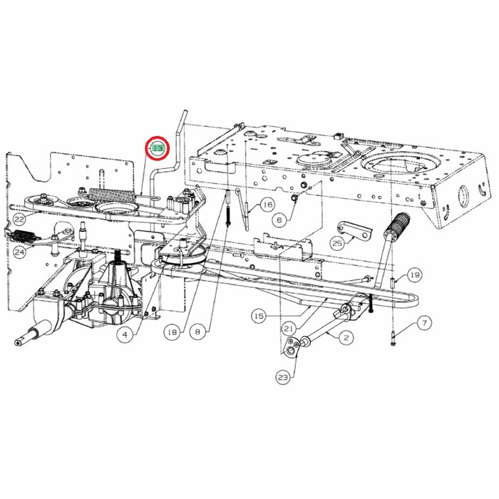 Trekveer Ø 27x218 mm voor Rijaandrijving voor MTD, WOLF, YARDMAN, CUBCADET, WHITE JLX76, JLX92, JLX105, LX76, LX92, MF30, MF36, BL125/76, BL135/92, BL155/92, BL175/105, Select 105.155T, Select 76.125T, Select 92.130T, S92.130T, E13/92H, E13/92T, 603LT, 70