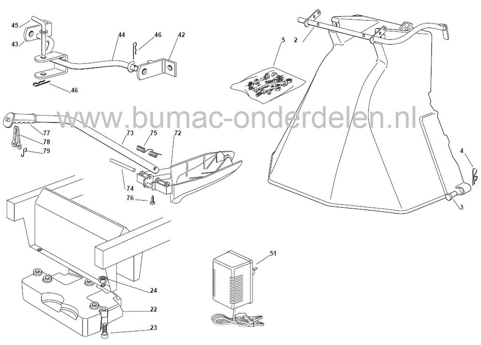 Trekhaak Compleet voor Castelgarden J92, PT135HD, PT140HD, PT170HD, TCB102, TCP102, XDL170, XDL190, Stiga Senator, Tornado II, HST108, Mountfield 1840, 2040, 2248, Alpina TC-HF-22, Dolmar en Makita TM102, Solo 575H Zitmaaier Castel Garden Trekhaak